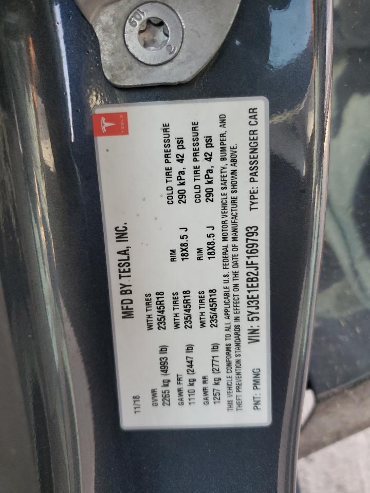 5YJ3E1EB2JF169793 2018 Tesla Model 3