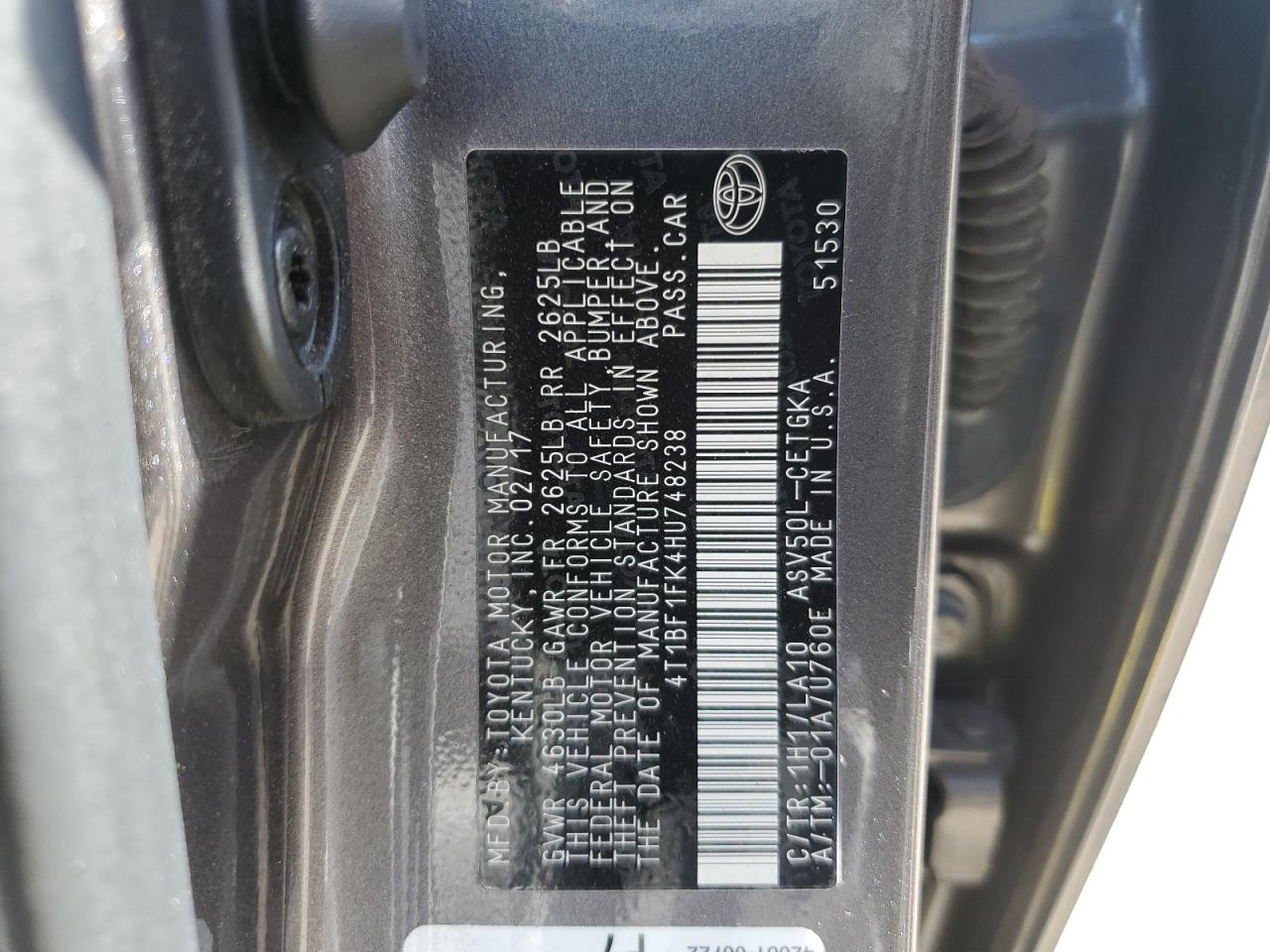 4T1BF1FK4HU748238 2017 Toyota Camry Le