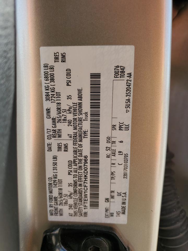 1FTEW1CF7HKD07966 2017 Ford F150 Supercrew