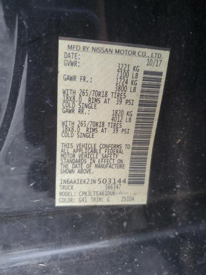 1N6AA1EK2JN503144 2018 Nissan Titan S