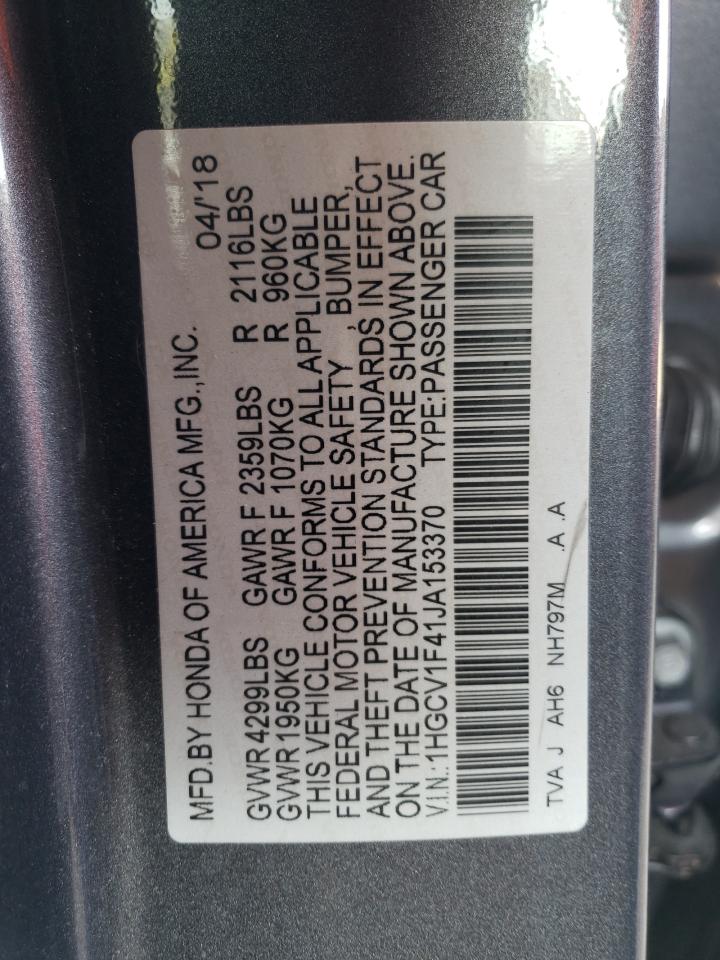 1HGCV1F41JA153370 2018 Honda Accord Ex