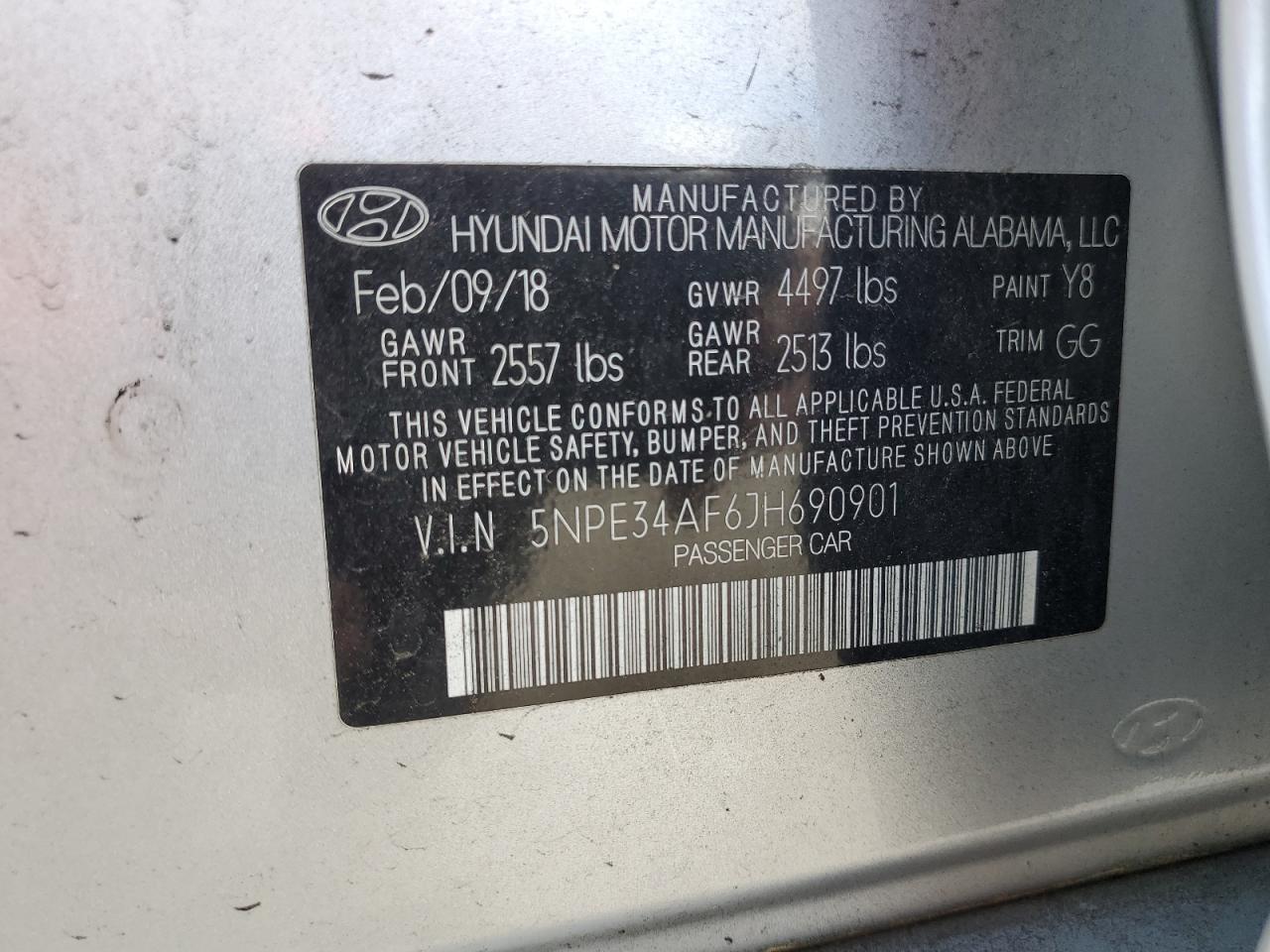 5NPE34AF6JH690901 2018 Hyundai Sonata Sport