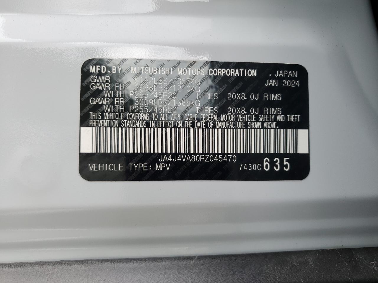 JA4J4VA80RZ045470 2024 Mitsubishi Outlander Se