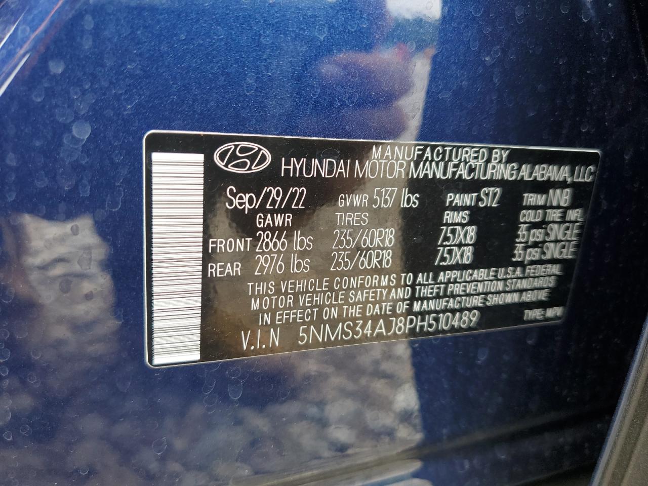 5NMS34AJ8PH510489 2023 Hyundai Santa Fe Sel Premium