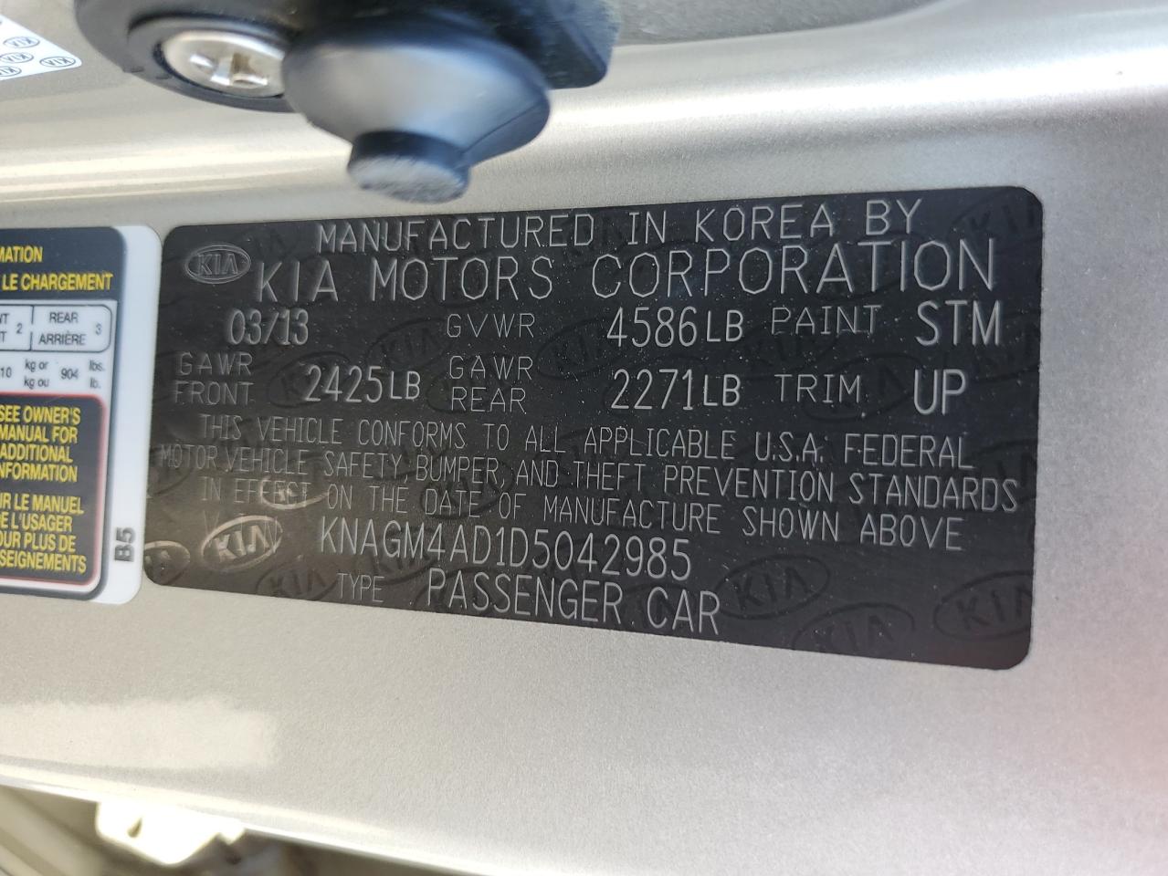 KNAGM4AD1D5042985 2013 Kia Optima Hybrid