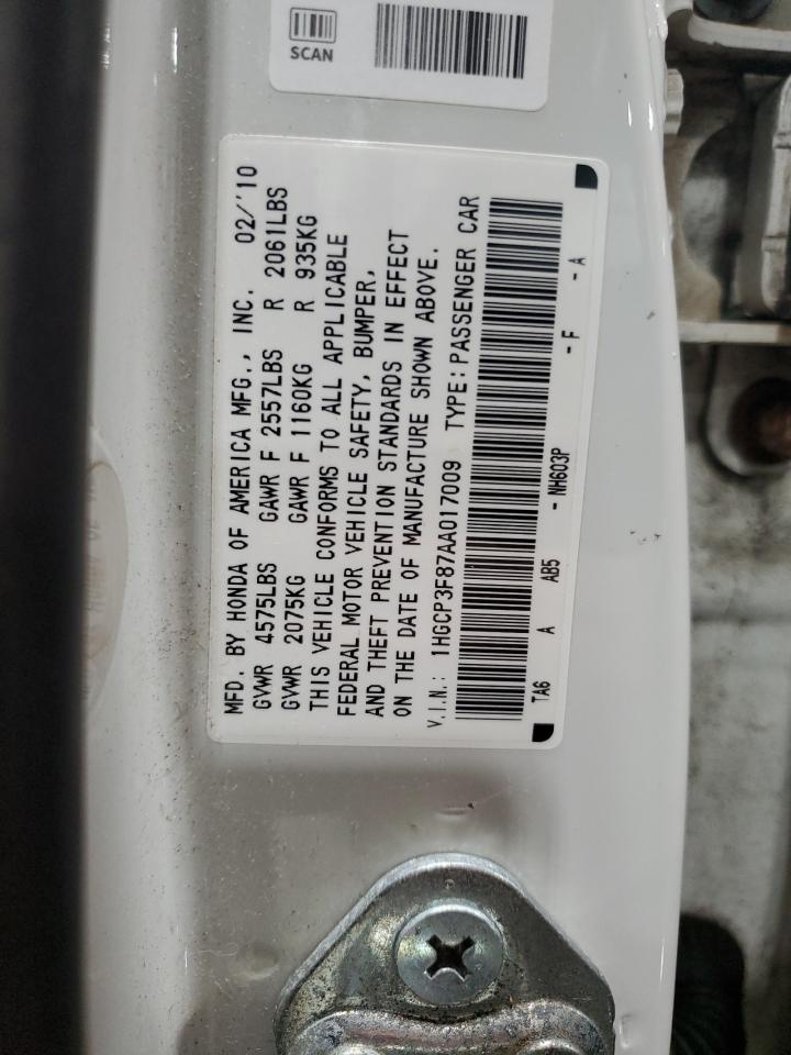 1HGCP3F87AA017009 2010 Honda Accord Exl