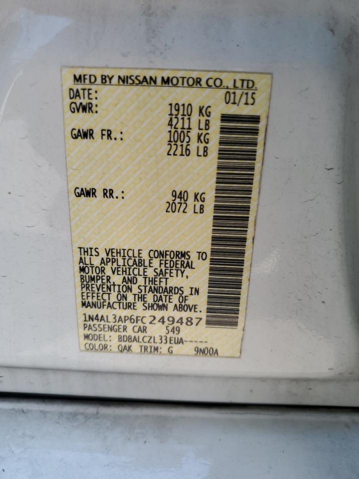 2015 Nissan Altima 2.5 VIN: 1N4AL3AP6FC249487 Lot: 71094694