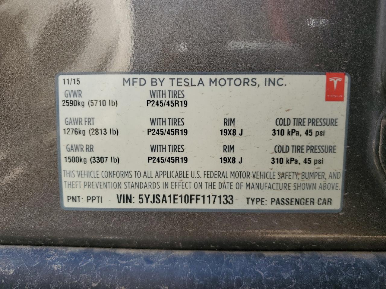 5YJSA1E10FF117133 2015 Tesla Model S