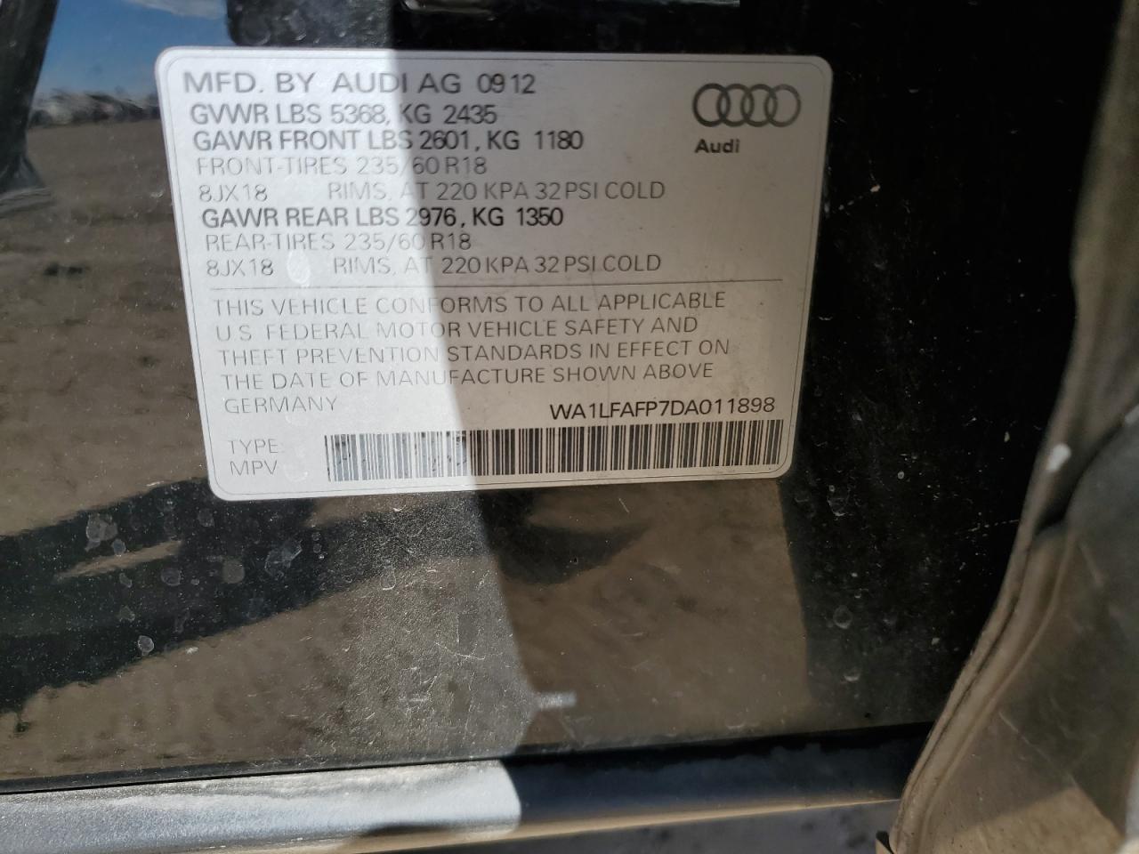 WA1LFAFP7DA011898 2013 Audi Q5 Premium Plus