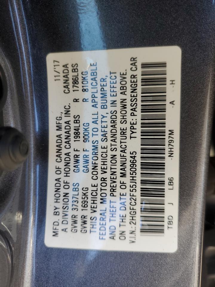 2HGFC2F55JH509645 2018 Honda Civic Lx