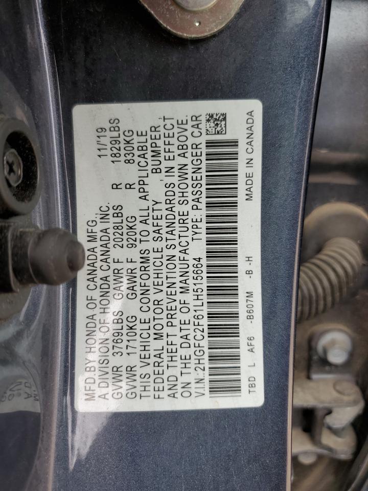 2HGFC2F61LH515664 2020 Honda Civic Lx