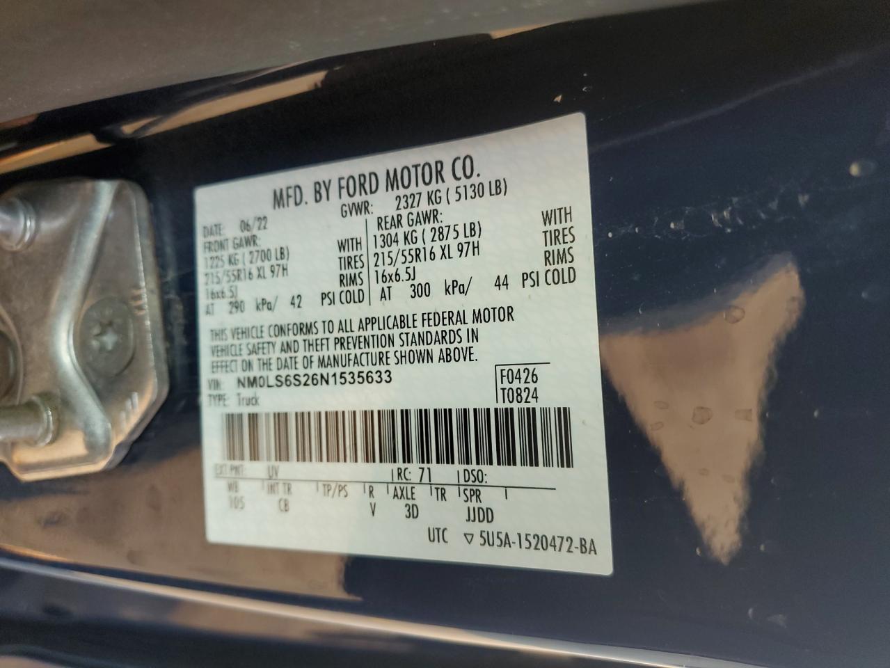 NM0LS6S26N1535633 2022 Ford Transit Connect Xl