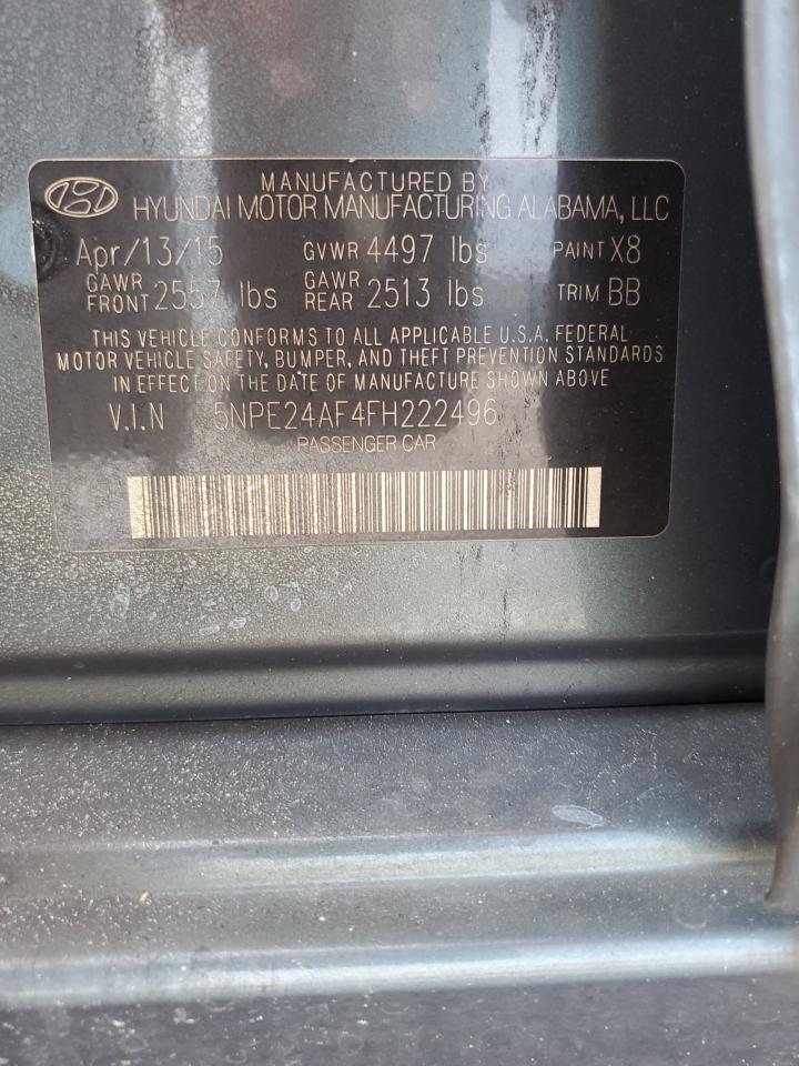 5NPE24AF4FH222496 2015 Hyundai Sonata Se