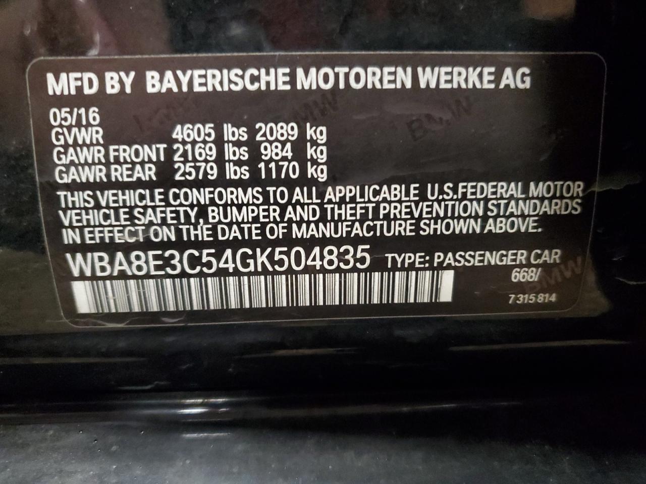 WBA8E3C54GK504835 2016 BMW 328 Xi Sulev