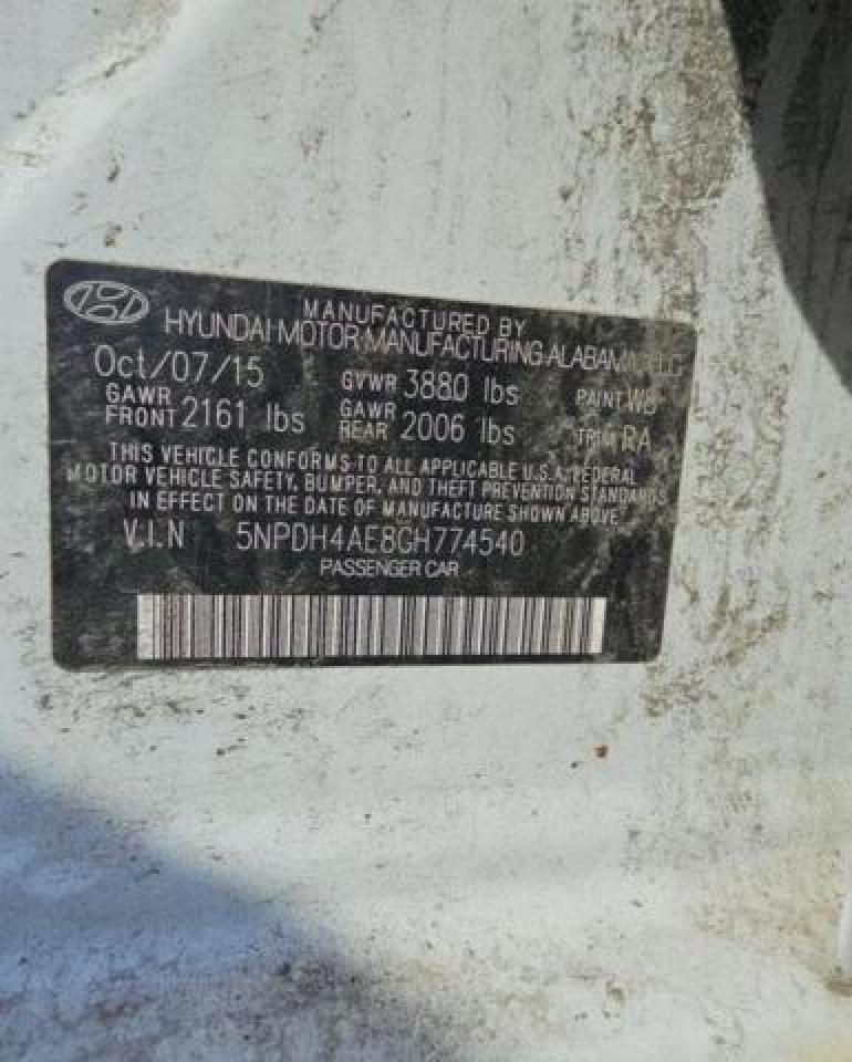 5NPDH4AE8GH774540 2016 HYUNDAI ELANTRA - Image 10