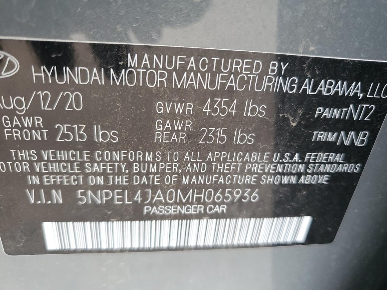 5NPEL4JA0MH065936 2021 Hyundai Sonata Sel