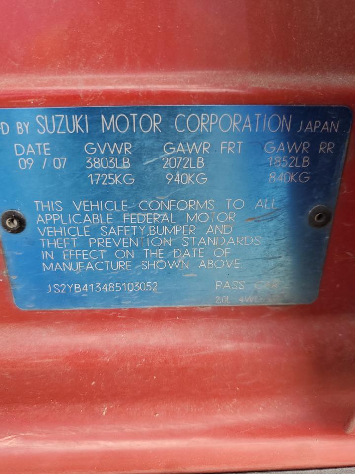 JS2YB413485103052 2008 Suzuki Sx4 Base