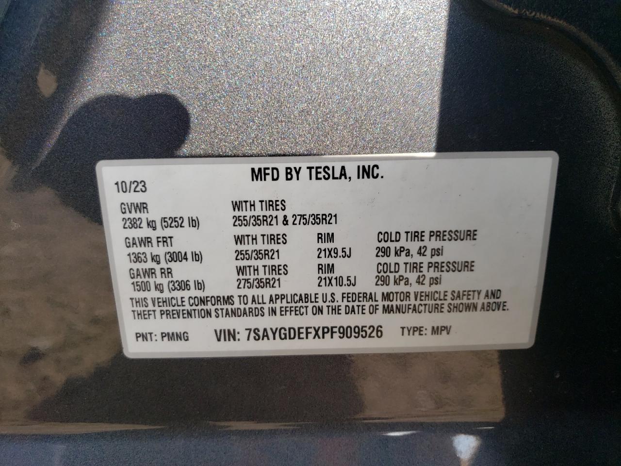 7SAYGDEFXPF909526 2023 Tesla Model Y