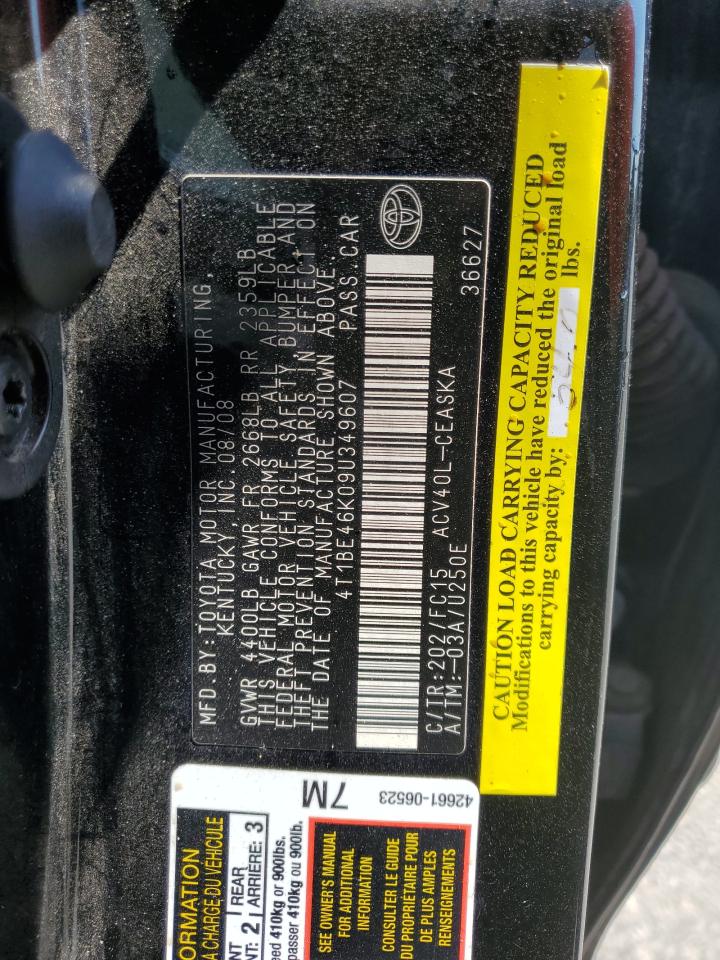 4T1BE46K09U349607 2009 Toyota Camry Base