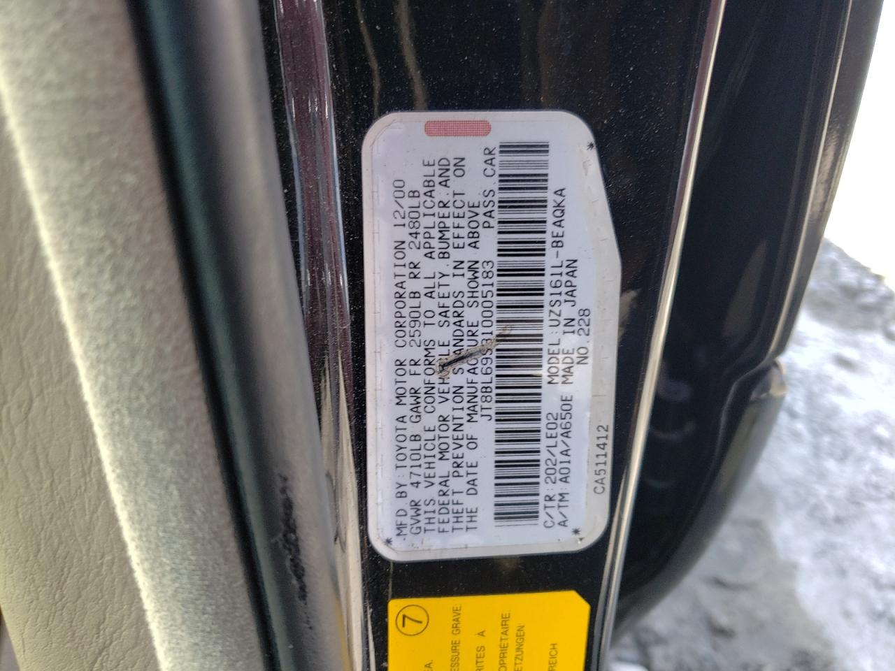 2001 Lexus Gs 430 VIN: JT8BL69S310005183 Lot: 72134474