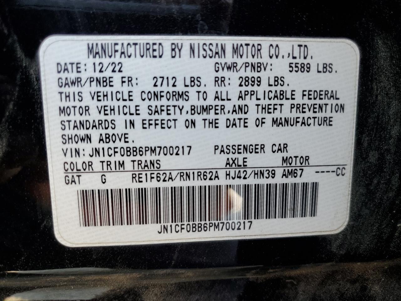 2023 Nissan Ariya Engage VIN: JN1CF0BB6PM700217 Lot: 70846674