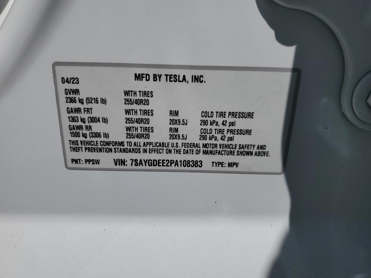 7SAYGDEE2PA108383 2023 Tesla Model Y