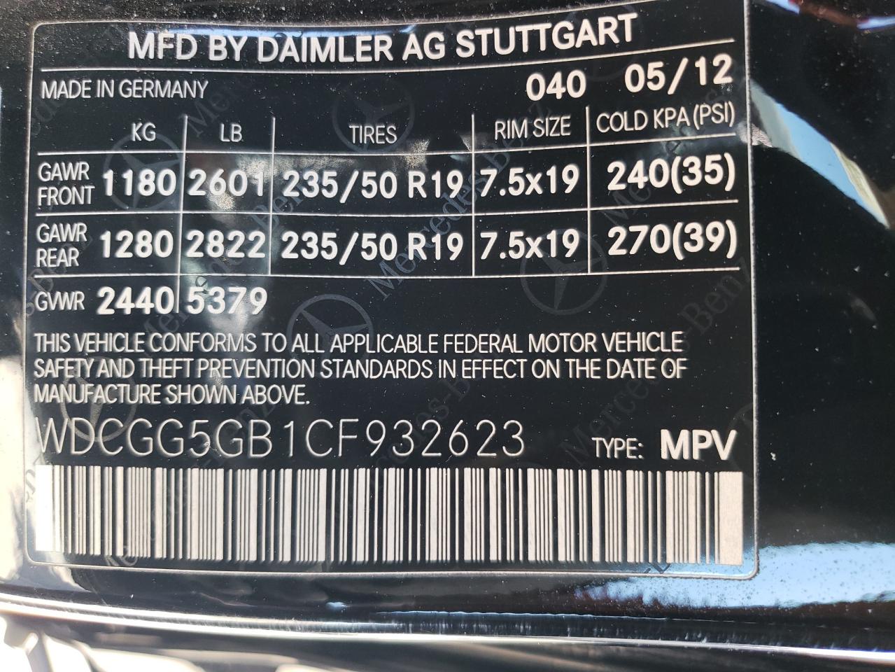 WDCGG5GB1CF932623 2012 Mercedes-Benz Glk 350