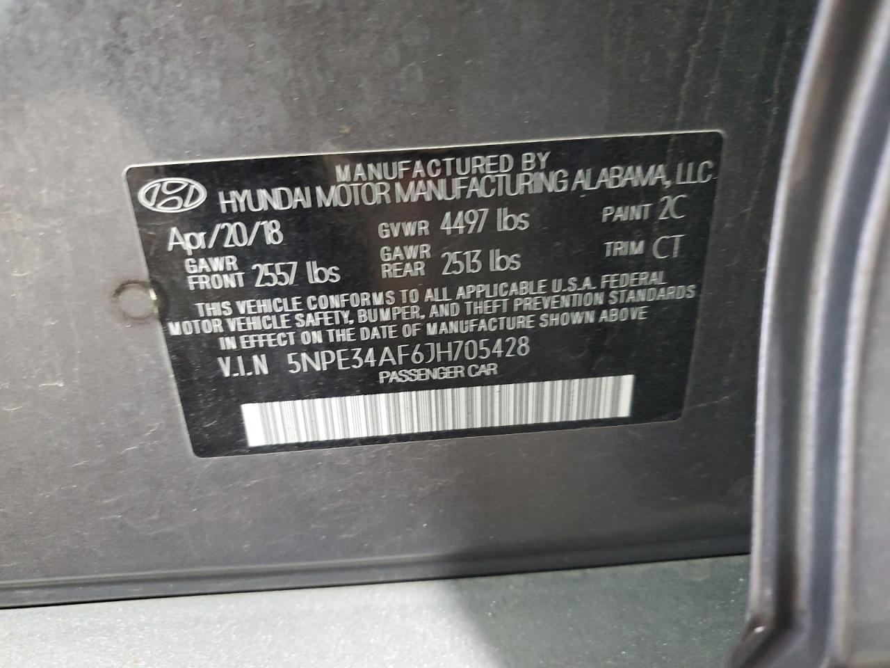 5NPE34AF6JH705428 2018 Hyundai Sonata Sport