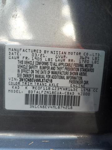 3N1CN8EV4ML874218 Nissan Versa SV 12