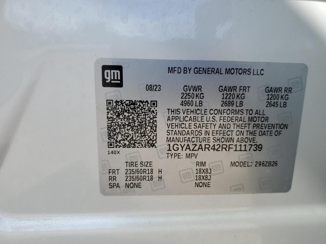 1GYAZAR42RF111739 2024 Cadillac Xt4 Luxury