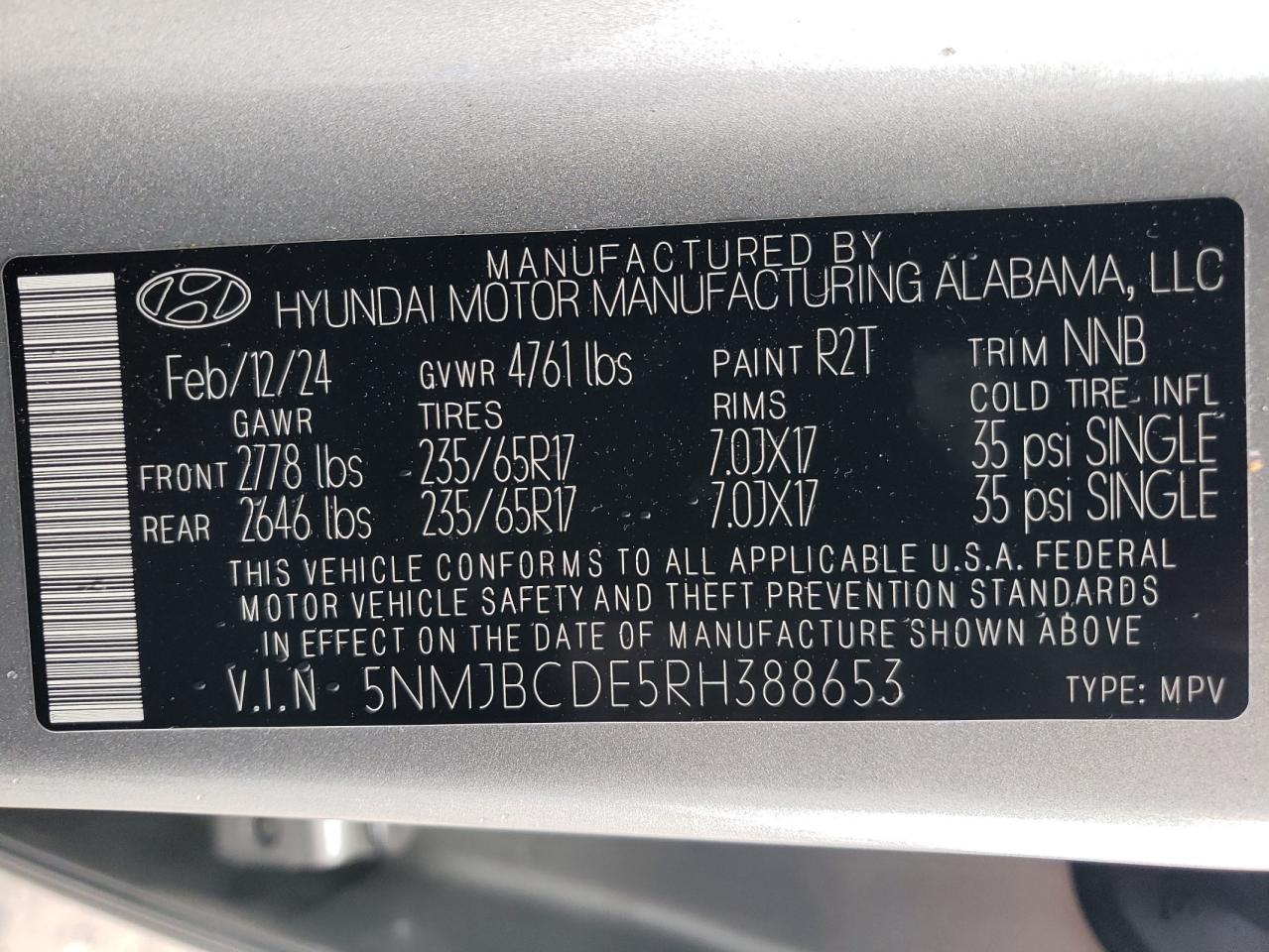 5NMJBCDE5RH388653 2024 HYUNDAI TUCSON - Image 13