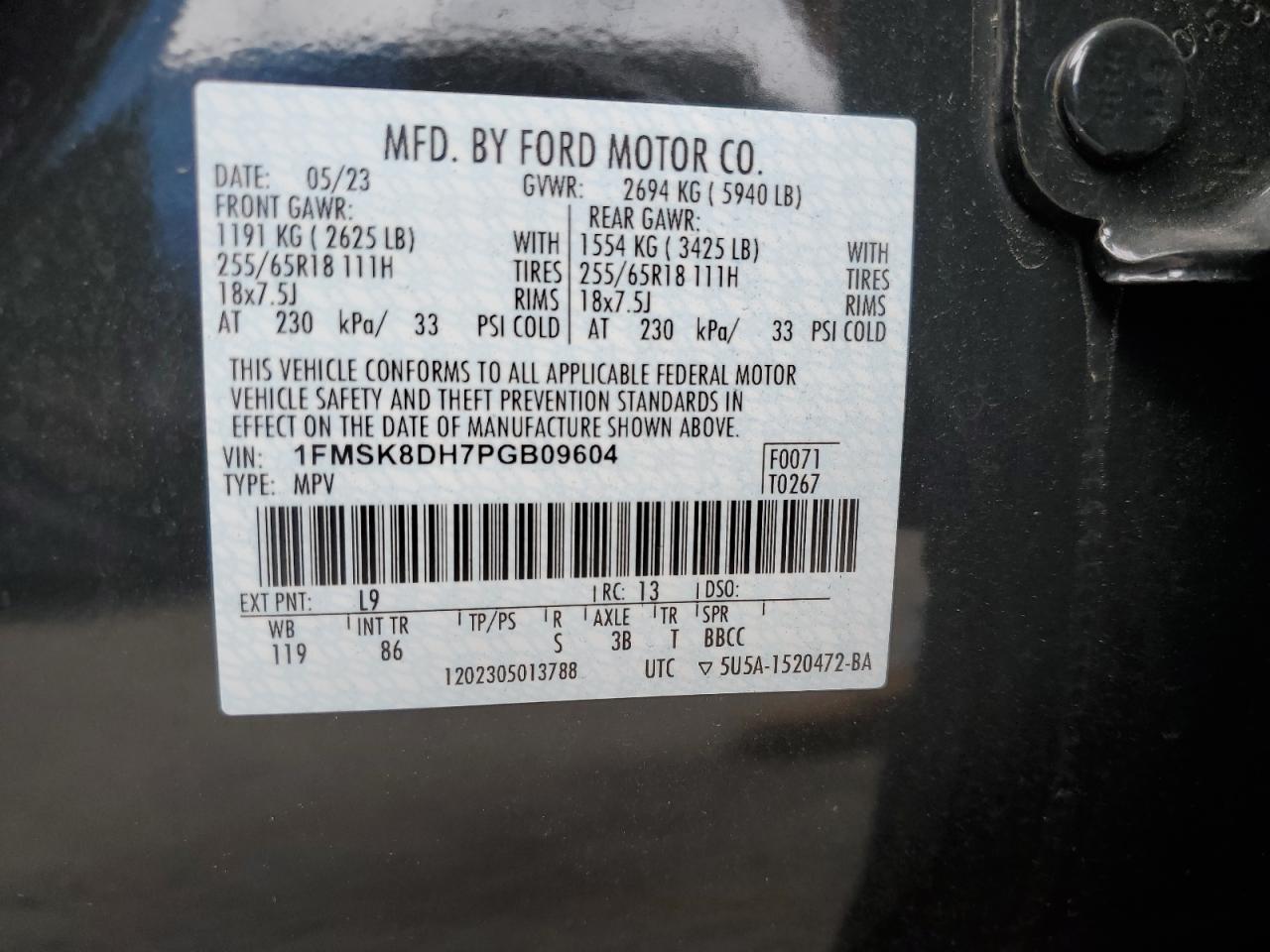 1FMSK8DH7PGB09604 2023 FORD EXPLORER - Image 13