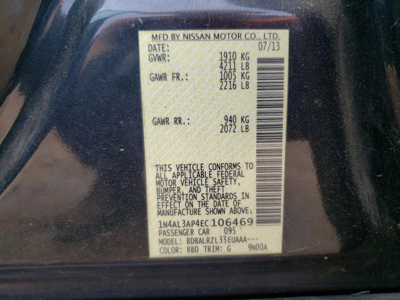 1N4AL3AP4EC106469 2014 Nissan Altima 2.5