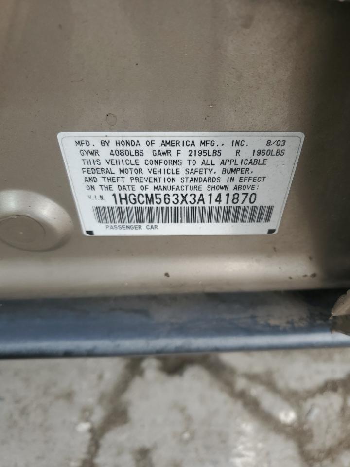 1HGCM563X3A141870 2003 Honda Accord Lx