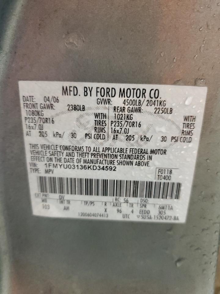 1FMYU03136KD34592 2006 Ford Escape Xlt