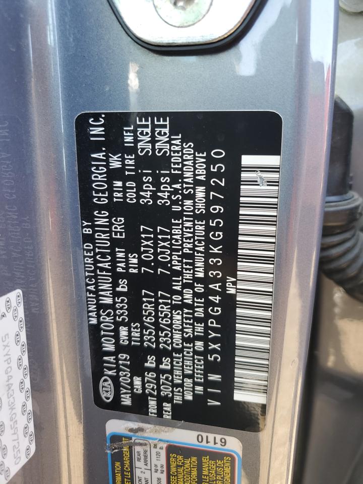 5XYPG4A33KG597250 2019 Kia Sorento L 5XYPG4A33KG597250 2019 Kia Sorento L