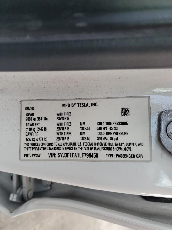 5YJ3E1EA1LF799458 2020 Tesla Model 3