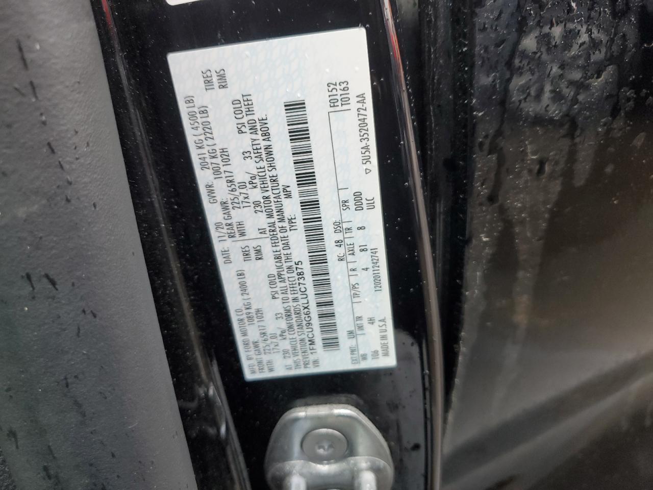 1FMCU9G6XLUC73875 2020 FORD ESCAPE - Image 13