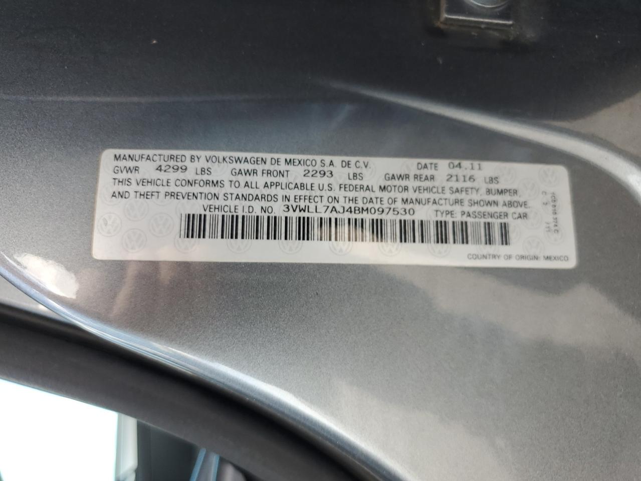 3VWLL7AJ4BM097530 2011 Volkswagen Jetta Tdi