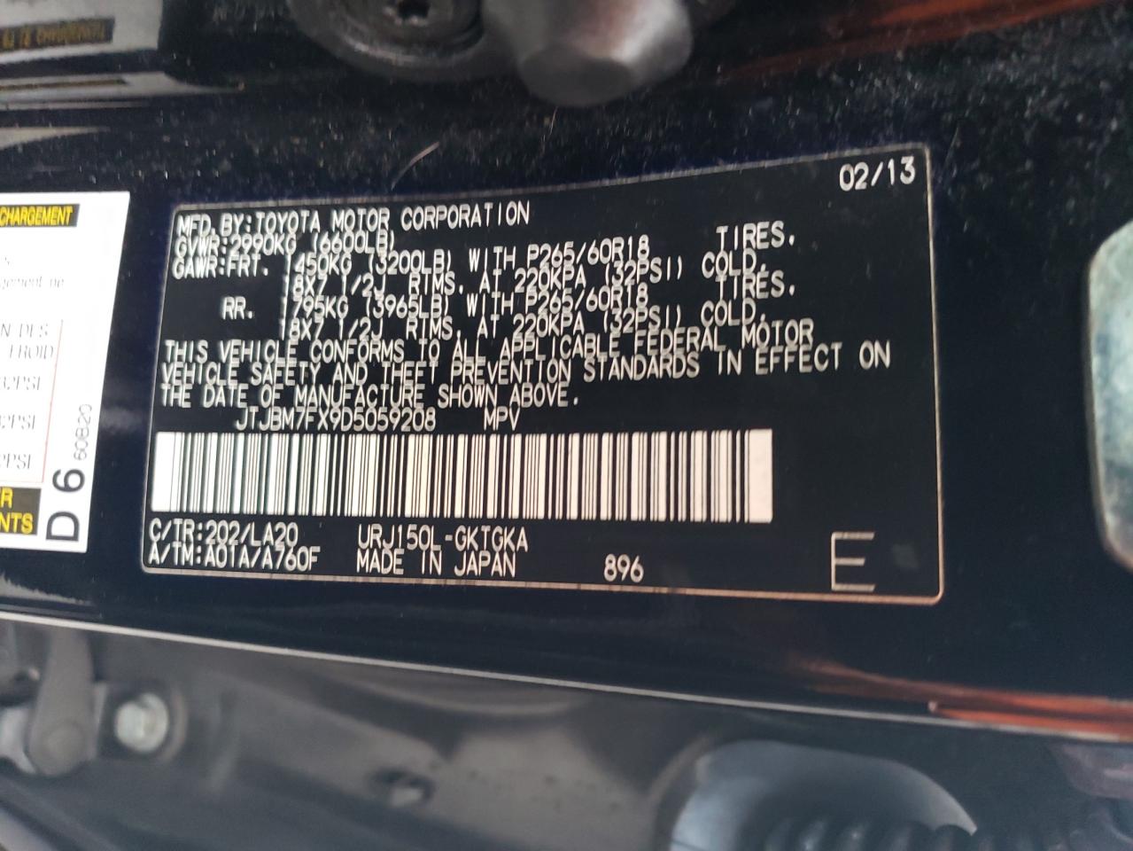 JTJBM7FX9D5059208 2013 Lexus Gx 460