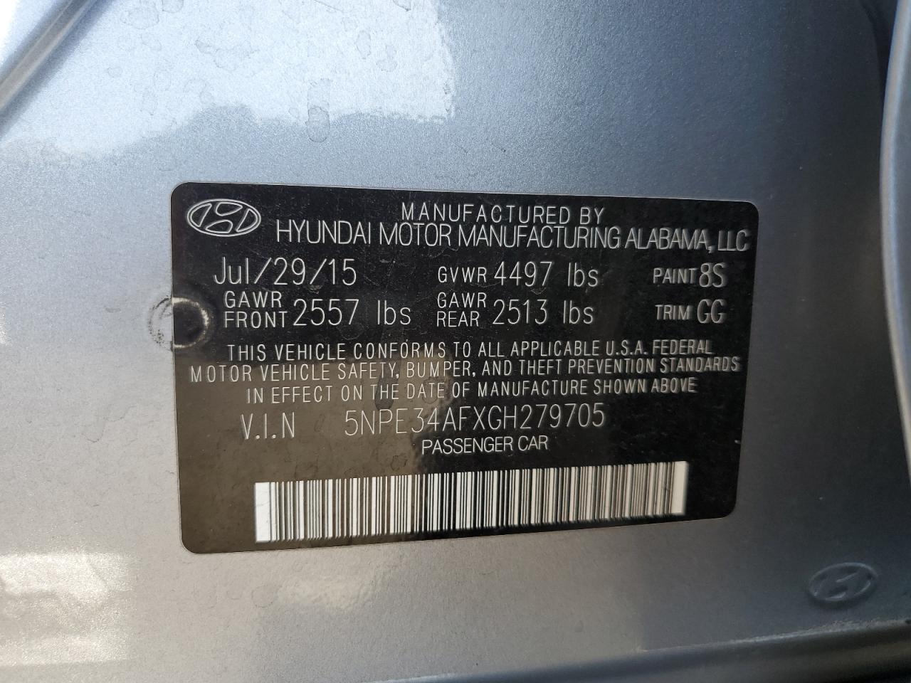 5NPE34AFXGH279705 2016 Hyundai Sonata Sport