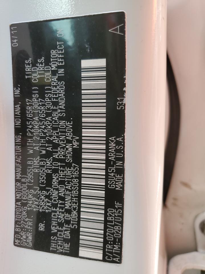 2011 Toyota Highlander Base VIN: 5TDBK3EH1BS081657 Lot: 71403774