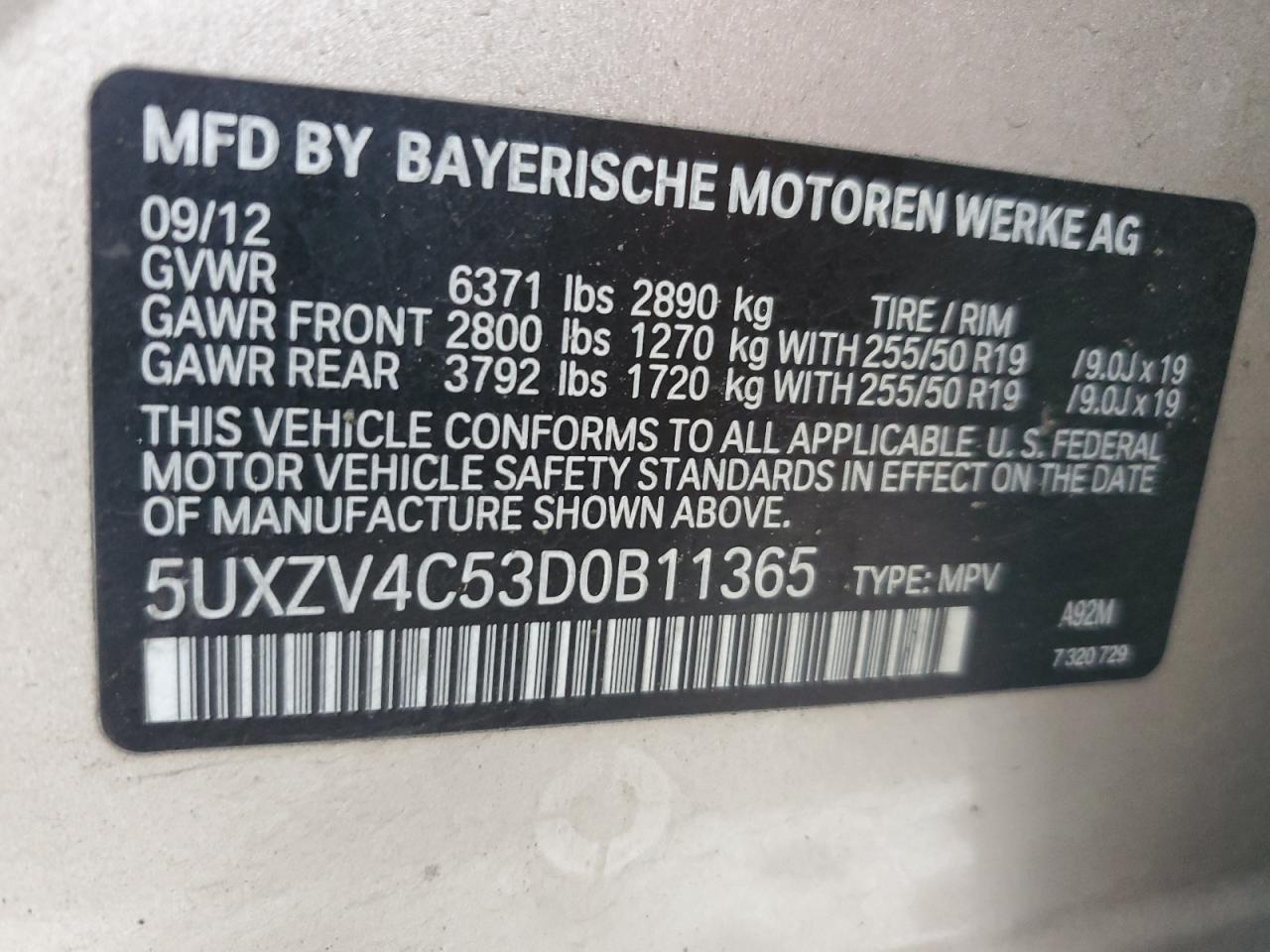 2013 BMW X5 xDrive35I VIN: 5UXZV4C53D0B11365 Lot: 71491614