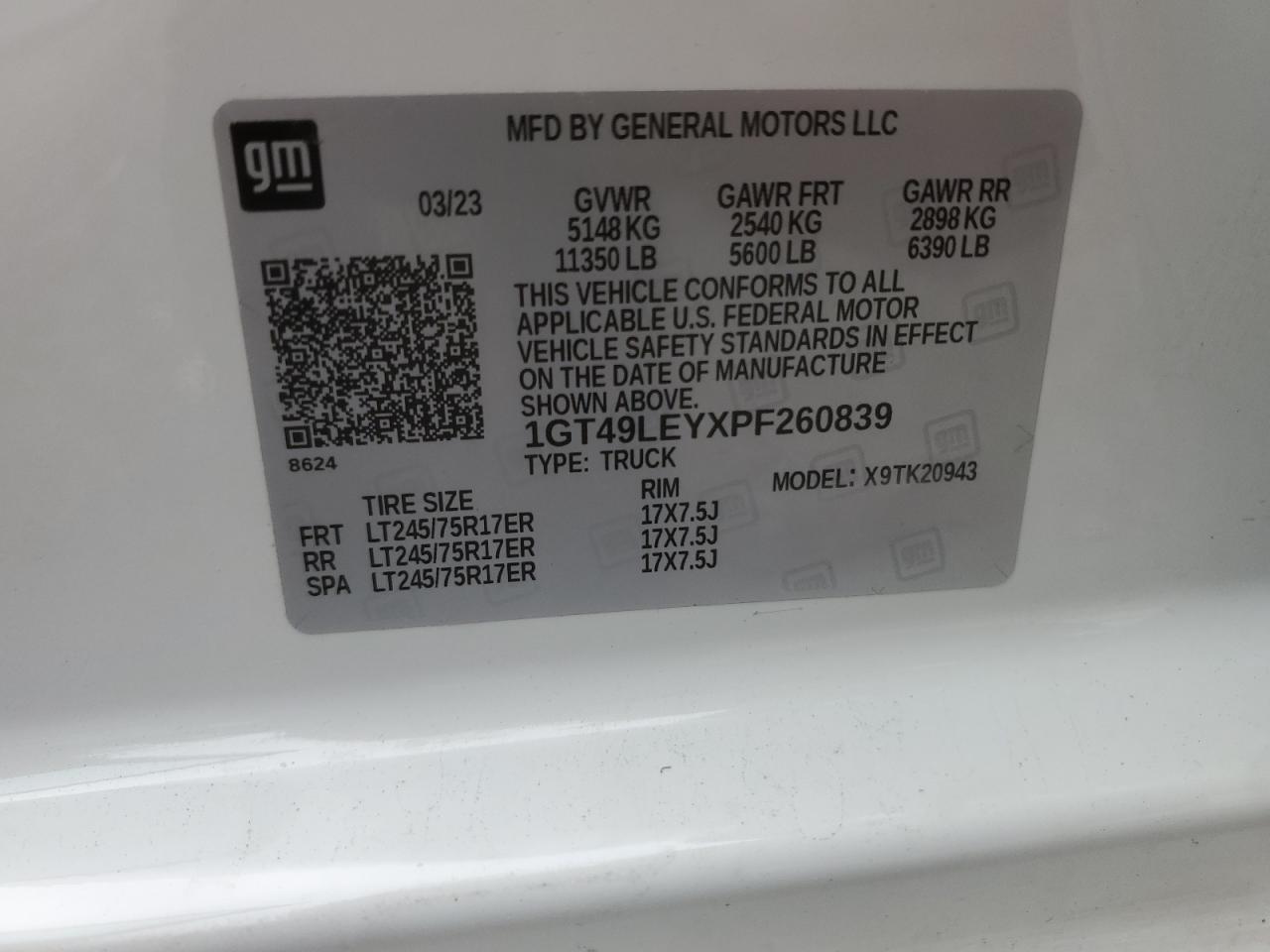 1GT49LEYXPF260839 2023 GMC Sierra K2500 Heavy Duty