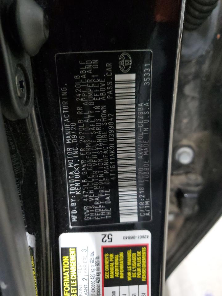 4T1G11AK9LU399842 2020 Toyota Camry Se