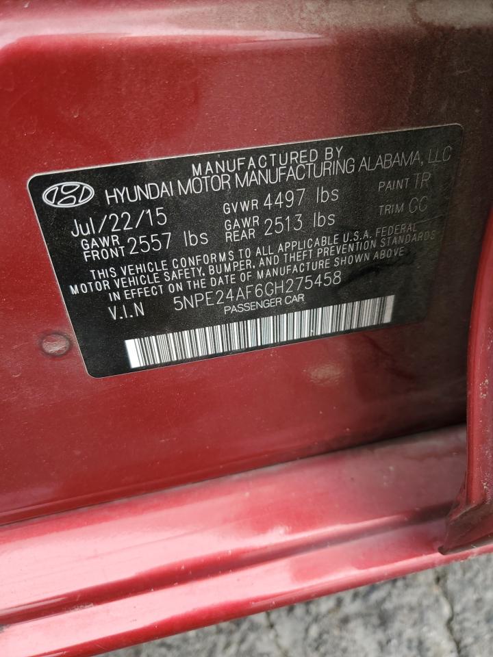 5NPE24AF6GH275458 2016 Hyundai Sonata Se