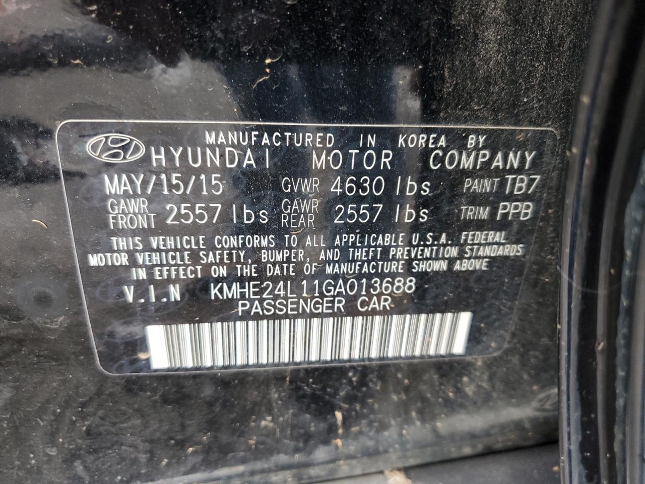 KMHE24L11GA013688 2016 Hyundai Sonata Hybrid