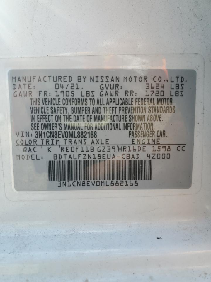 3N1CN8EV0ML882168 2021 Nissan Versa Sv