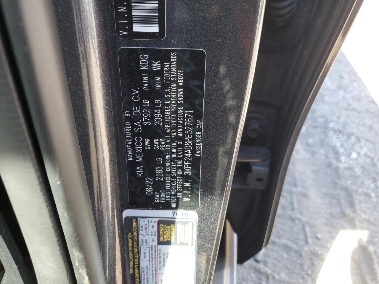 3KPF24AD8PE527671 2023 Kia Forte Lx