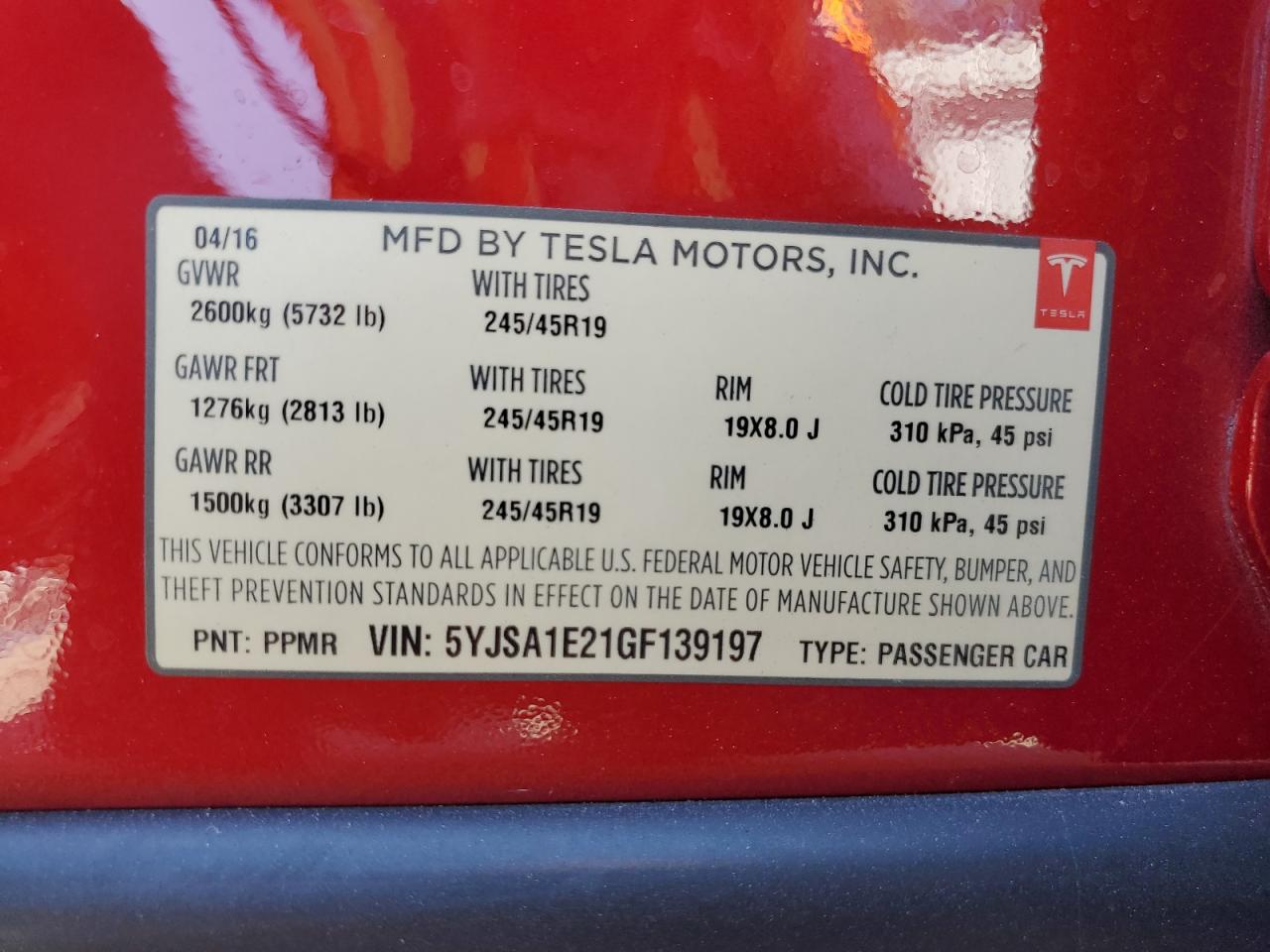 5YJSA1E21GF139197 2016 Tesla Model S